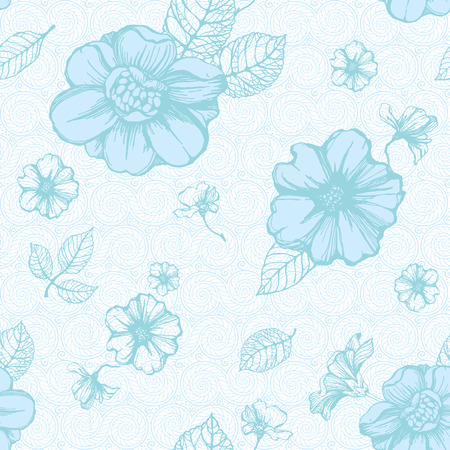 Light blue floral seamless patternのイラスト素材