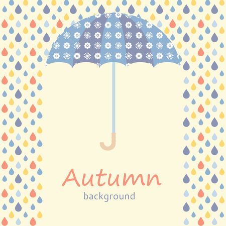 Autumn background with umbrella and raindropsのイラスト素材