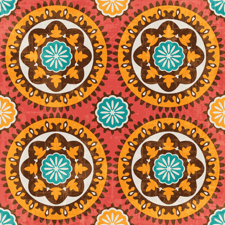 Ethnic pattern, suzani, vector seamless backgroundのイラスト素材