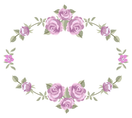Floral frame with roses isolated on a white backgroundのイラスト素材