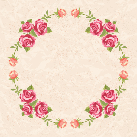 Floral frame with roses romantic backgroundのイラスト素材