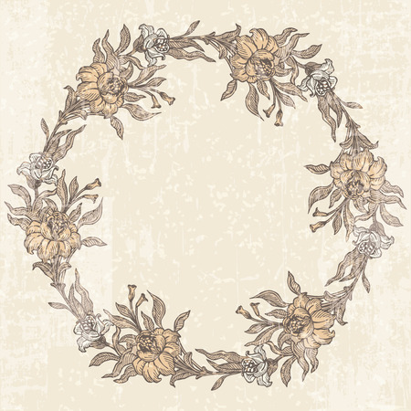Floral garland in retro styleのイラスト素材