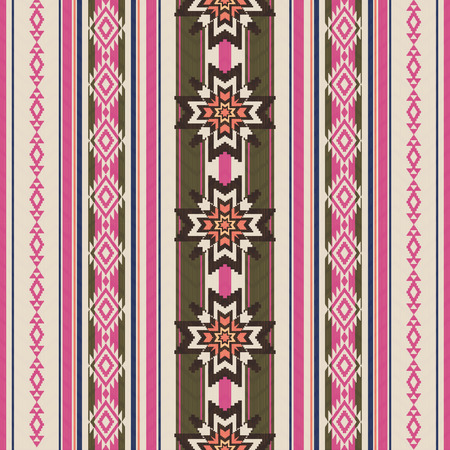 Striped ornamental ethnic seamless patternのイラスト素材