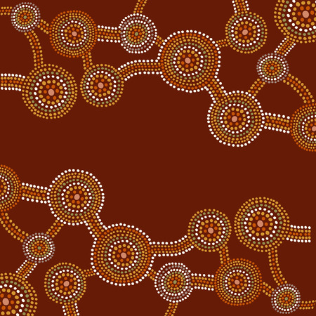 Australian aboriginal dot painting style design vector backgroundのイラスト素材