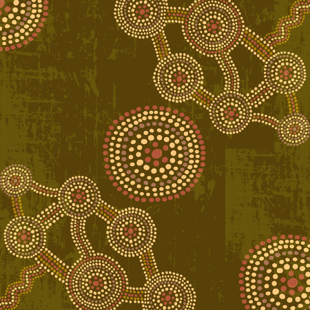 Vector abstract background in australian aboriginal art dot painting styleのイラスト素材
