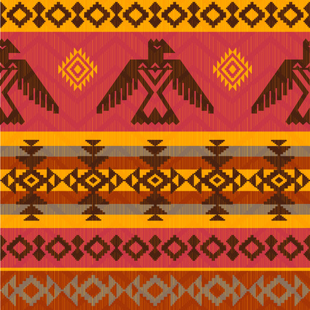 Eagles ethnic style seamless pattern on tribal native american styleのイラスト素材
