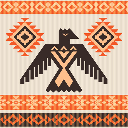 Ethnic tribal vector ornament with eagleの素材 [FY31040969989]