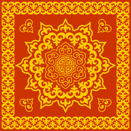 Oriental round pattern asian style china or mongol traditional designのイラスト素材