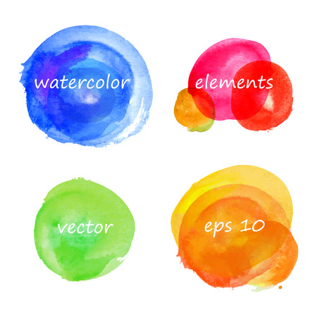 Set of hand drawn watercolor vector color spots, elements for designのイラスト素材