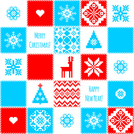Christmas patchwork patternのイラスト素材
