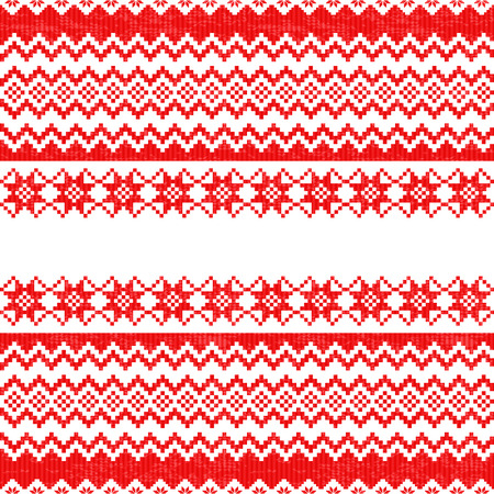 Red knitted traditional Christmas seamless patternのイラスト素材