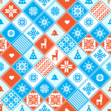 Christmas patchwork seamless backgroundのイラスト素材