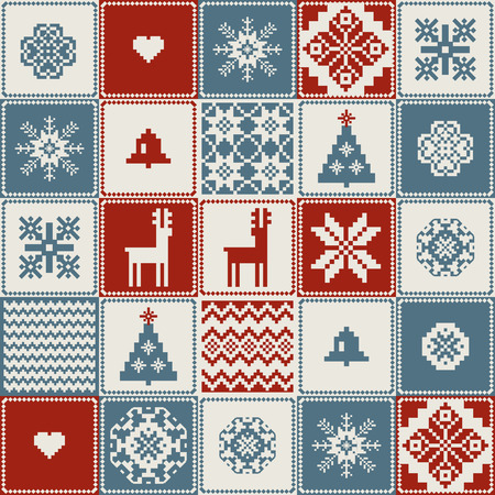 Traditional christmas handmade patchwork background  seamless patternのイラスト素材