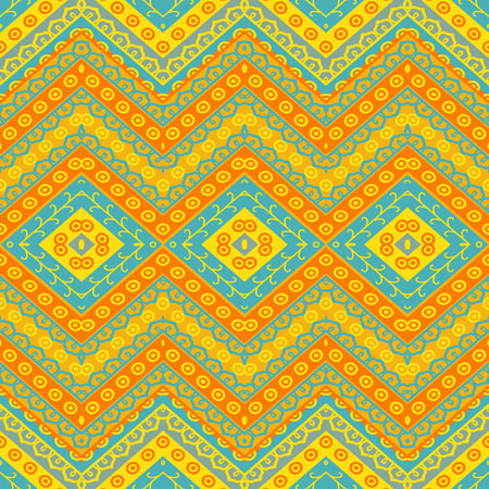 Ethnic colorful zigzag abstract chevron geometric doodle seamless patternのイラスト素材