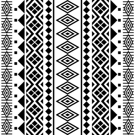 Tribal abstract geometric seamless pattern in black and white