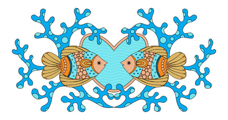 I love sea. Coral fish vector illustration.のイラスト素材