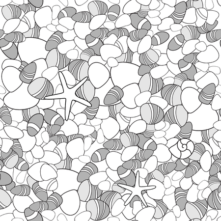 Pebble stone and starfish seamless patternのイラスト素材