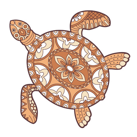 Sea turtle doodle vector illustrationのイラスト素材