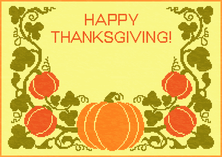 Embroidered cross-stich pumkins Thanksgiving backgroundのイラスト素材