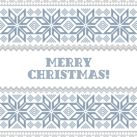 Knitted winter traditional Christmas background with scandinavian ornamentのイラスト素材