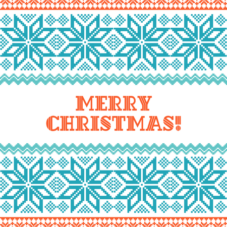 Merry Christmas knitted background. Traditional scandinavian ornamentのイラスト素材