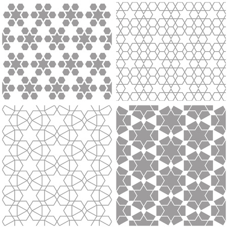 Arabic abstract geometric patterns. Traditional decorative lattice with starsのイラスト素材