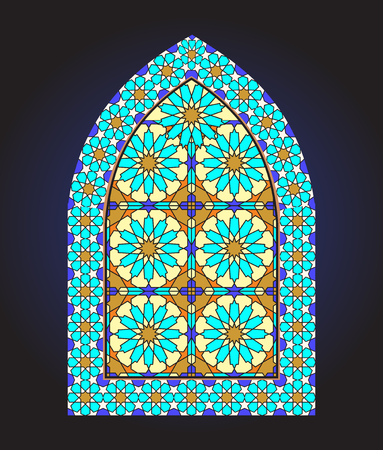 Ancient stained glass ornamental windowのイラスト素材