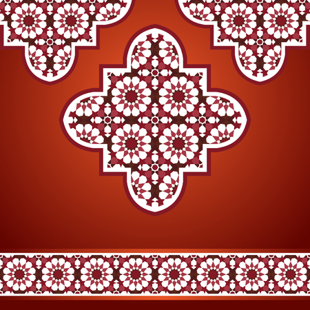 Middle eastern style quatrefoil mosaic background in redのイラスト素材