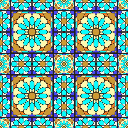 Stained glass traditional ornamental seamless patternのイラスト素材