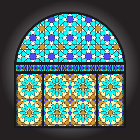 Ancient stained glass ornamental windowのイラスト素材
