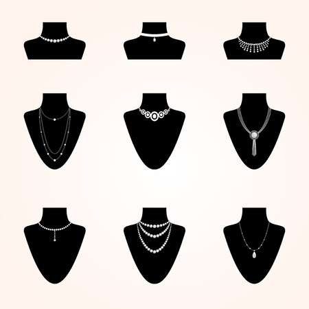 Collection of jewerly icons. Different types of bijouterie accessoriesのイラスト素材