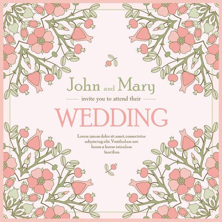 Vintage floral wedding invitation card templateのイラスト素材
