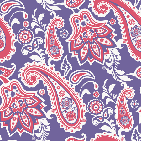 Paisley and flowers traditional floral seamless patternのイラスト素材