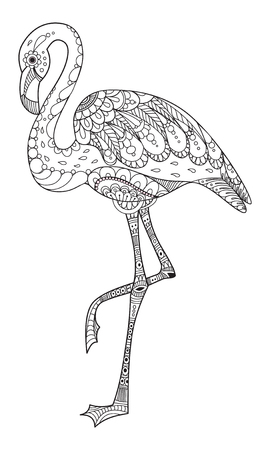 Flamingo zentangle hand drawn graphic illustrationのイラスト素材