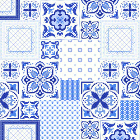 Blue ornamental tile backgroundのイラスト素材