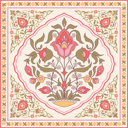 Oriental style ornate floral design.のイラスト素材