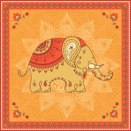 Indian elephant ornamental designのイラスト素材