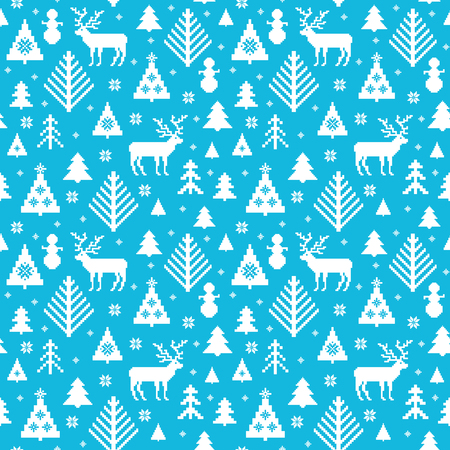 Christmas background of traditional kntted motives, seamless patternのイラスト素材