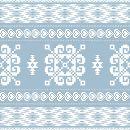 Traditional ornamental background in folk art style. Christmas and New Year ornamental seamless patternのイラスト素材