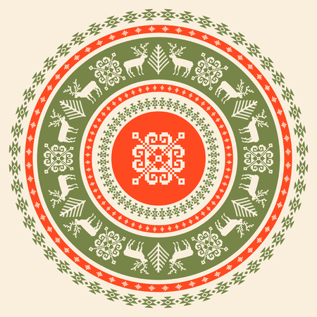 Circular ornamental background of tradition Christmas elementsのイラスト素材