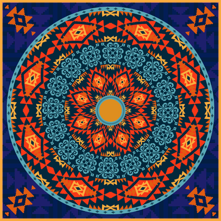 Ornamental circular pattern in ethnic style. Tradition elements of native american's artのイラスト素材