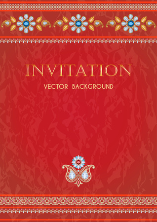 Template for invitation or greeting card in Indian styleのイラスト素材