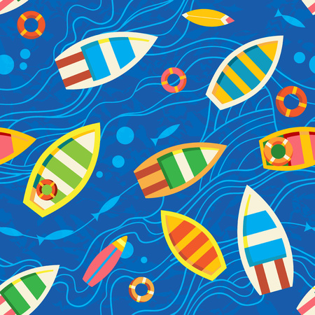 Multycolored sea boats seamless patternのイラスト素材