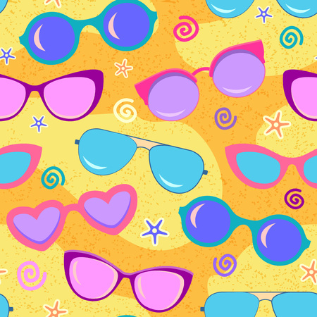 Sunglasses beach seamless patternのイラスト素材