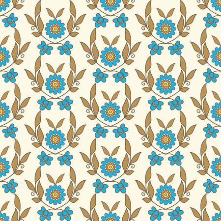 Blue flowers, floral seamless patternのイラスト素材