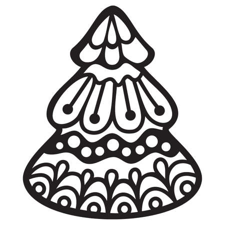 Christmas Ornament, Mandala Christmas Tree, silhouette zendoodle illustration. Template for craft, vinyl, paper cutting, scan n cut, t-shirt designのイラスト素材