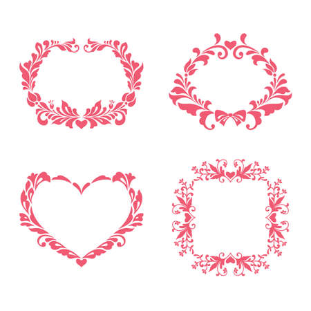 Vintage floral frames, wedding design, Valentines day card templateのイラスト素材