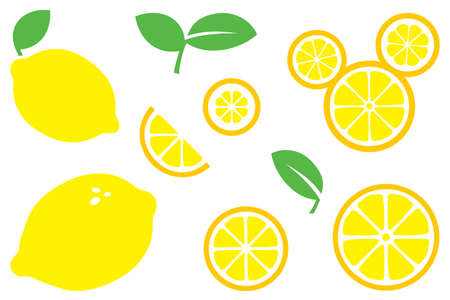 Isolated lemons clipart, cut fileのイラスト素材