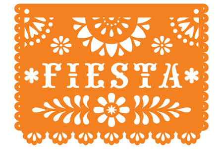 Fiesta Mexican Banner Papel Picado, cut fileのイラスト素材