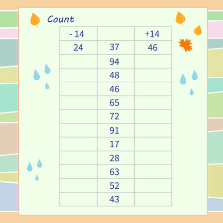 math worksheet for kids. subtraction and additionのイラスト素材